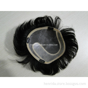 Remy Human Hair Men's Toupee with Injected Knots, Thin Skin/PU/Mono, French/Swiss Lace